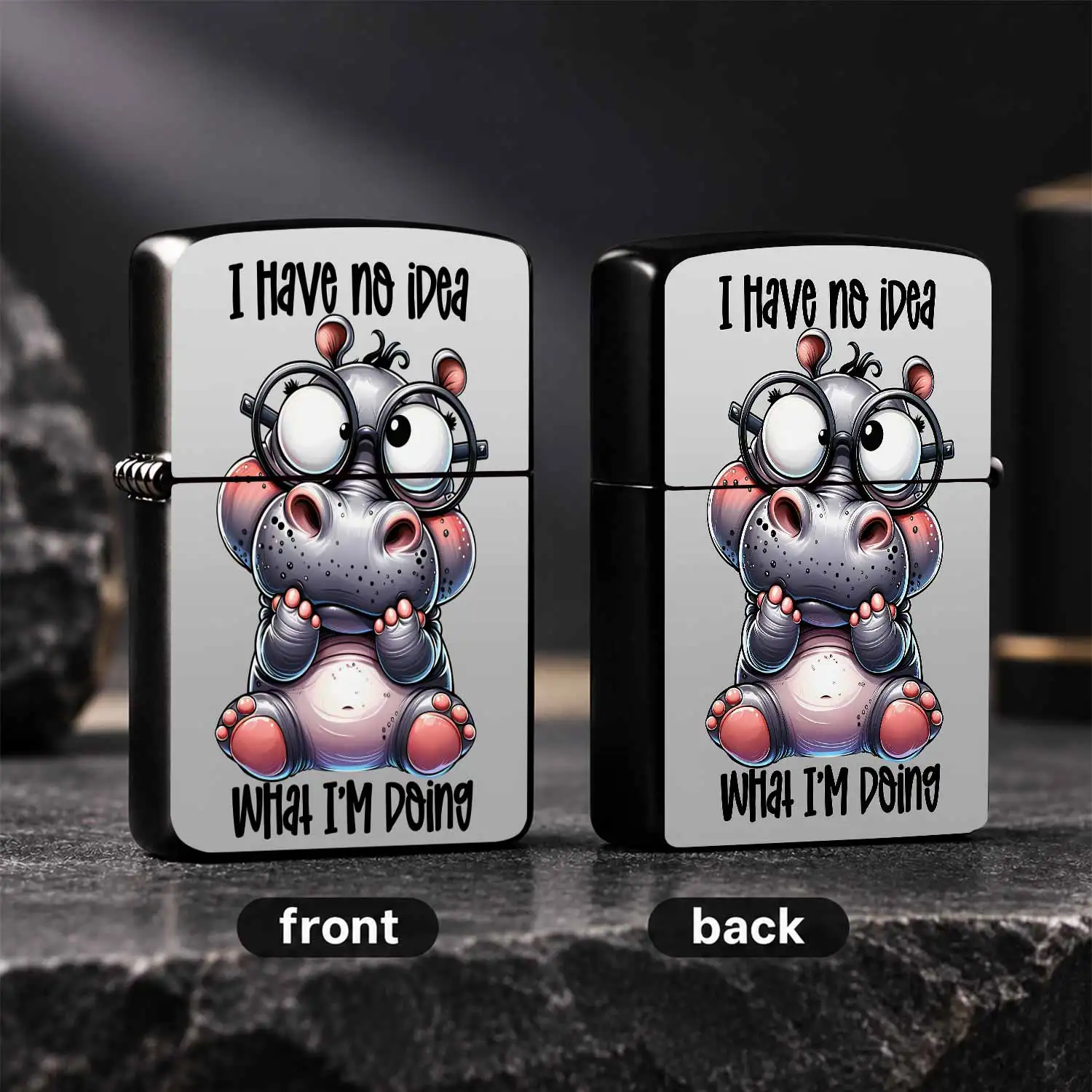 Cute Hippo Pattern Lighter Fun I Have No Idea What I'M Doing Print Portable Trendy Accessory For Daily Use Unique Novelty Gift For Friends Family Lightweight Pocket Sized Practical Item Suitable For Camping Travel Home A Humorous And Intere