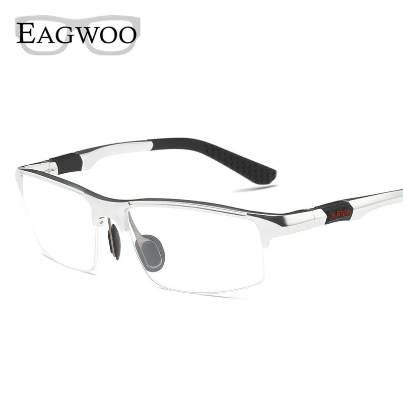 Aluminum Half Rim Optical Frame Prescription Men Rectangular Eyeglasses Sunglasses Glasses Sports Spectacle Big Wide Face Use