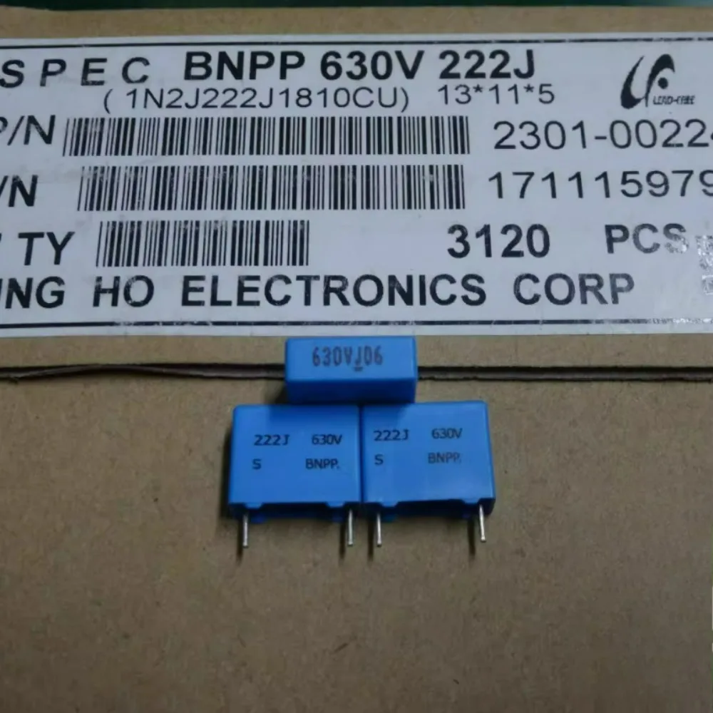 

20pcs/lot SUNG HO BNPP 0.0022uf/630v 2.2nf 2200pf 2n2 222 Brand New 10mm Film Capacitor 1N2J222J