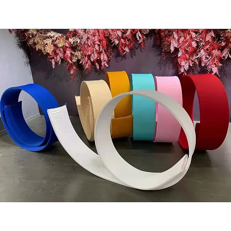 Wedding Props Curve Elastic Cloth Shelf Cover Wedding Stage Background Decoration Ceiling Hangings Curved Wave Shape Decor Cloth