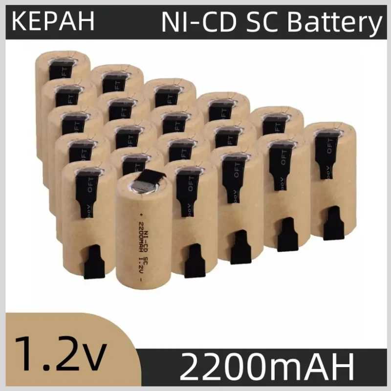 Screwdriver Electric Drill SC Batteries 1.2V 2200mAh Sub C Ni-Cd Rechargeable Battey With Tab Power Tool NiCd SUBC Cells