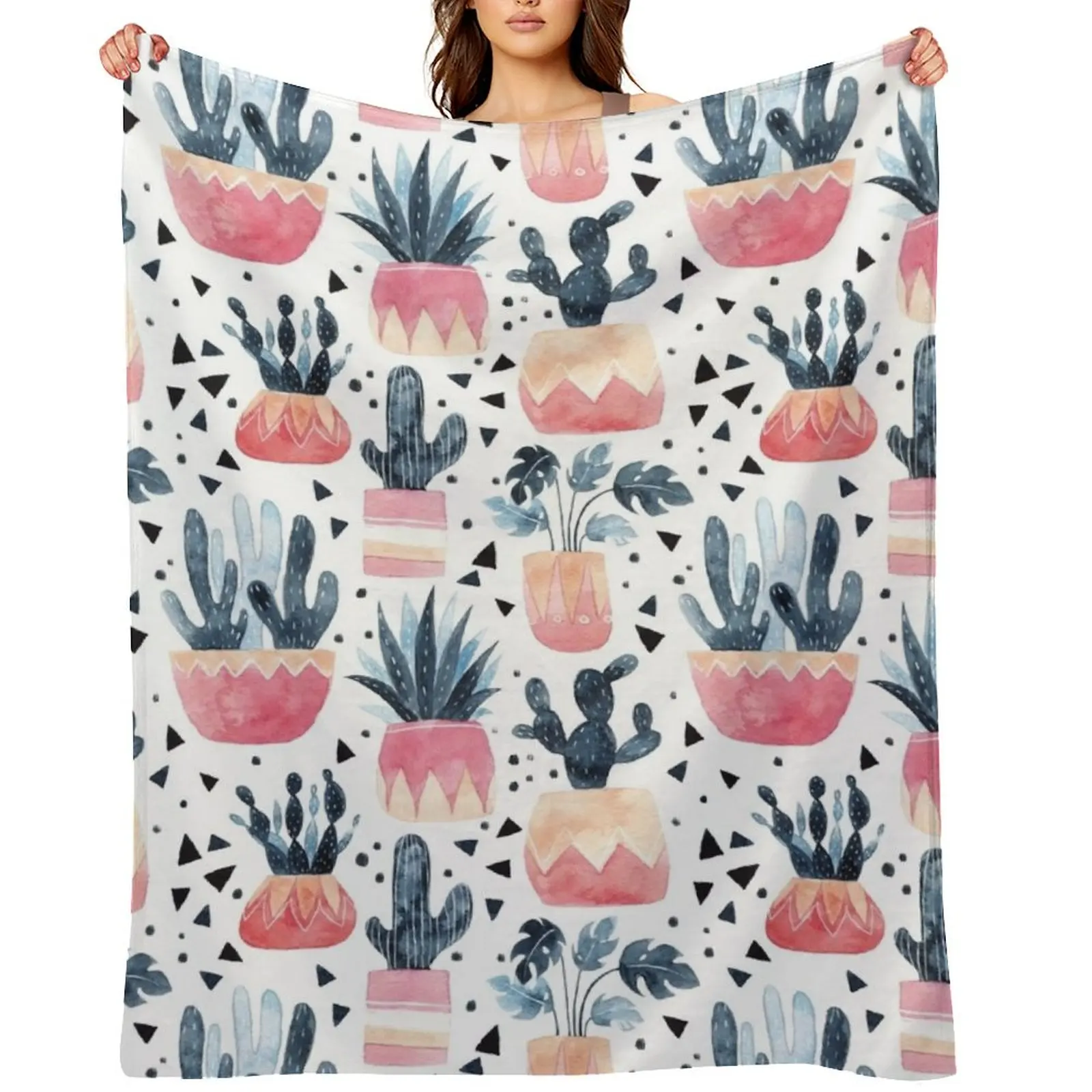 

Cactus & Monstera Throw Blanket Cute Plaid Retros Beautifuls Comforter Blankets