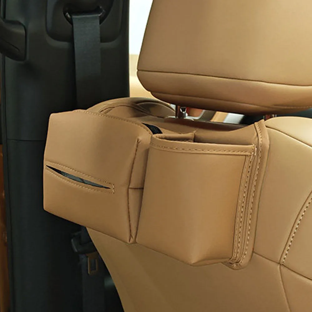Multi Functional Tissue Bag For Seat Back Fit For GAC XT80 Yue7 2026 2027 Original Color Leather Water Cup Bag Car Supplies