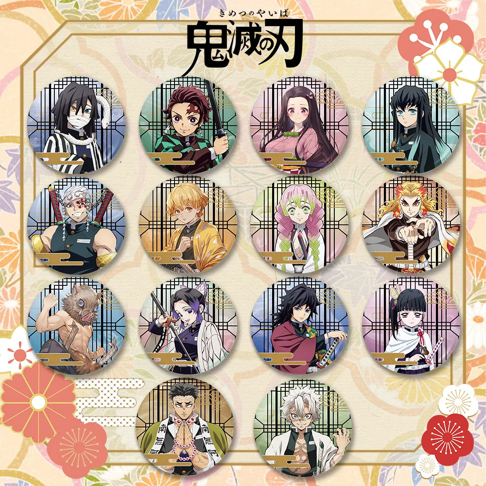 

New Demon Slayer Badge 2D Anime Merchandise Frosted Badge 58mm Tinplate Pin Tanjiro Nezuko Tomioka Badges Children Birthday Gift