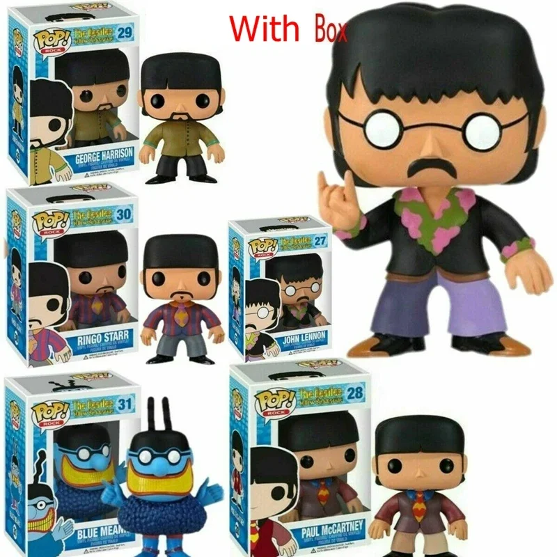 FUNKO POP Beatles John Lennon #27 Paul Mccartney #28 Geogre Harrison 29 Ringo Starr #30 Blue Meanie #31 Vinyl Action Figure Toys