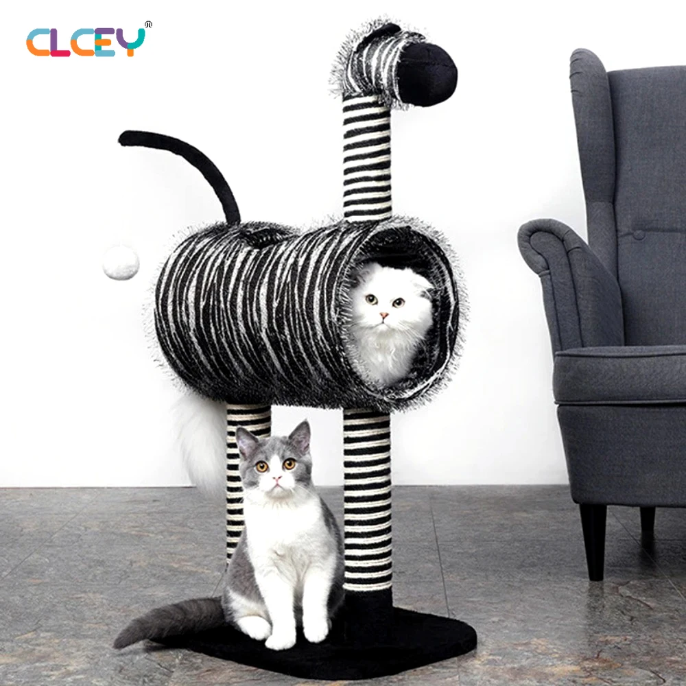 

New Cat Scratching Post Zebra Cats Tree Condo Climbing Frame Playground Cat Sisal Cat Furniture Cats Toys Cats Condo Tree House