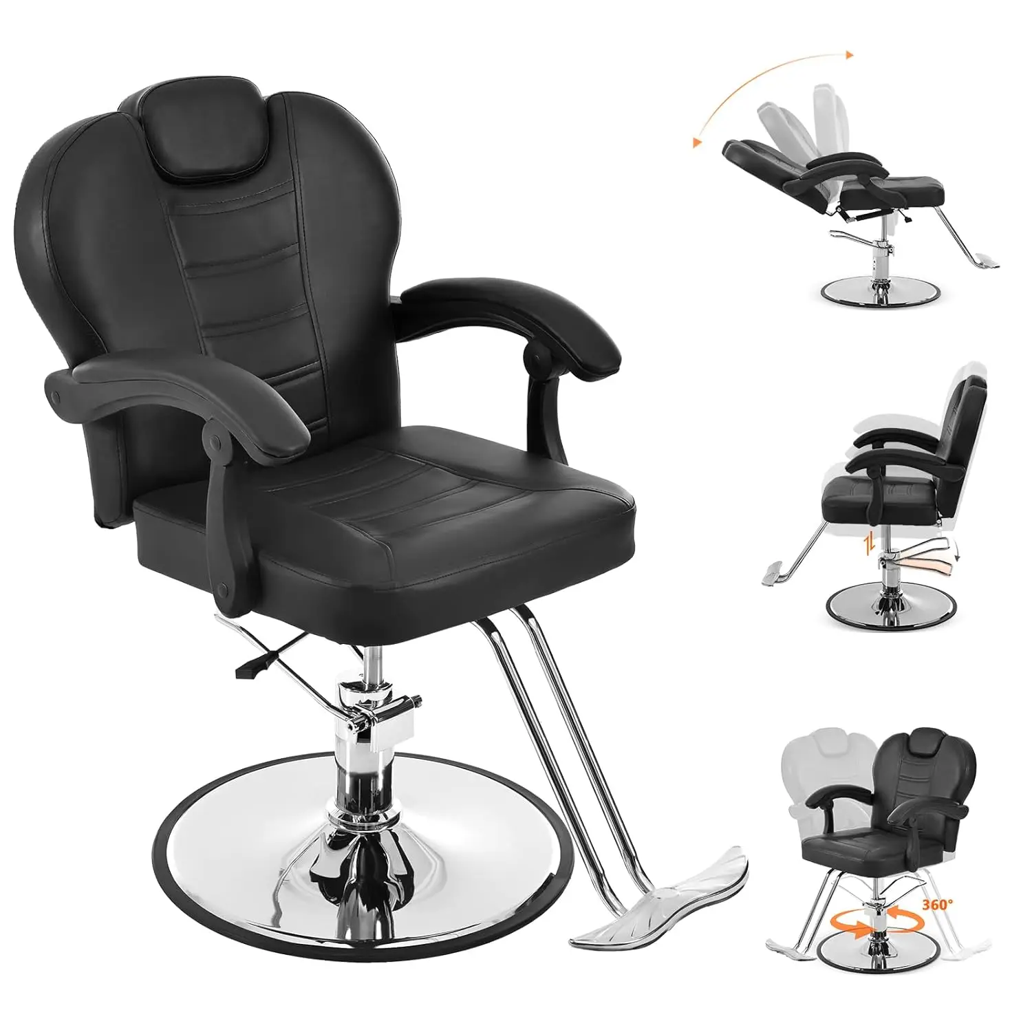 

90°-150° Salon Chair for Hair Stylist, Barber Chairs for Barbershop, Heavy Duty Hydraulic Pump Hair Chair 360°Swivel S