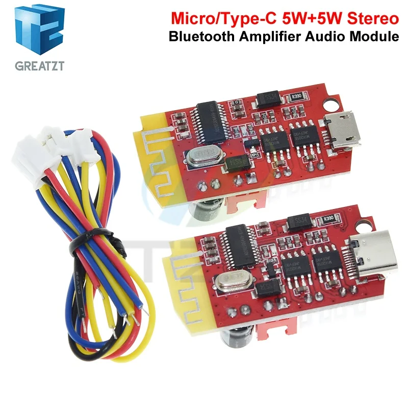 GREATZT DC 3.7V 5V 5W Digital Audio Amplifier Board Plate DIY Bluetooth Speaker Modification Sound Music Module Type-c/Micro USB