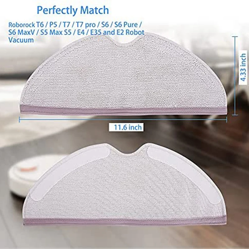 Mop Pad 4 Pack Microfiber Mop Doek Voor Roborock S6 S6 Pure S6 Maxv S5 Max S5 Robot Stofzuiger Mop Vervanging
