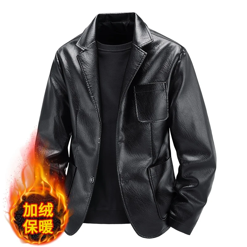 

Мужская кожаная куртка с флисовой подкладкой, зимняя, теплая, винтажная, для мотоциклистов