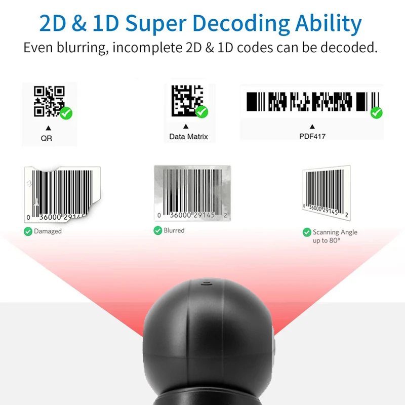 Desktop 1D 2D Barcode Scanner Supermarket Usb QR Code Reader with Automatic Sensing Data Matrix Cigarette Reading