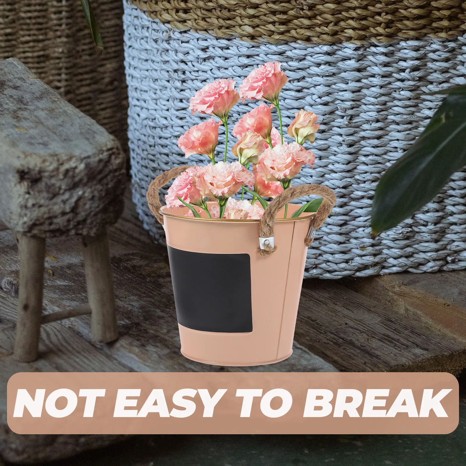 Retro Iron Flower Pot Artistic Metal Flower Bucket for Dried Fresh Flowers Indoor Outdoor Decoration Creative Plant Vase Desktop