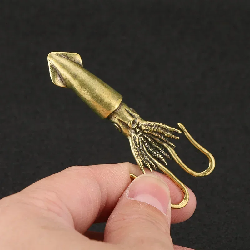 Antique Brass Squid Statue Home Desktop Decoration Retro Copper Animal Figurines Miniatures Office Tea Pet Ornament Crafts Gift