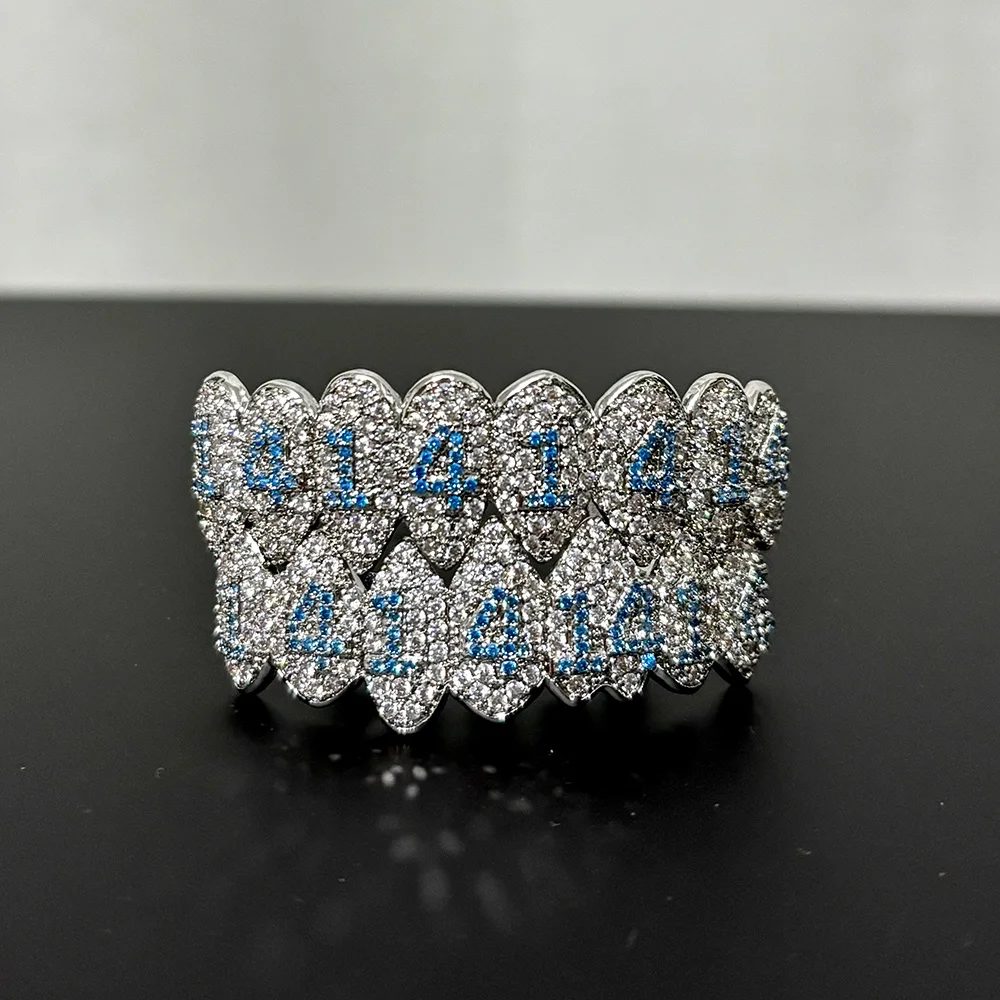 RACHELZ 8/8 أعلى أسفل 14 عدد تشيكوسلوفاكيا حجر الأسنان قبعات الهيب هوب لامعة الزركون الأسنان الشوايات النساء الرجال المجوهرات تأثيري الأسنان Grillz #5