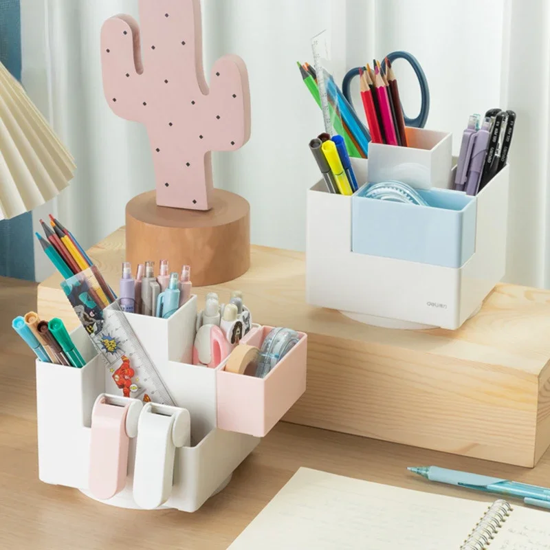 

Student Desktop Rotatable Pen Holder Pencil Storage Box Office Stationert Household Multifunctional Makeup Brush Organizer Box