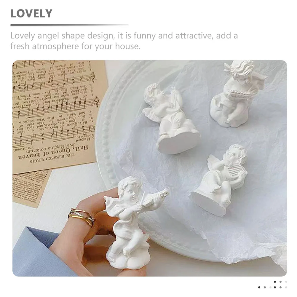 

4pcs Resin Angel Ornament Home Decor Durable Desktop Decoration for Bedroom Office Shelf Rainbow Baby Gift Garden Statue