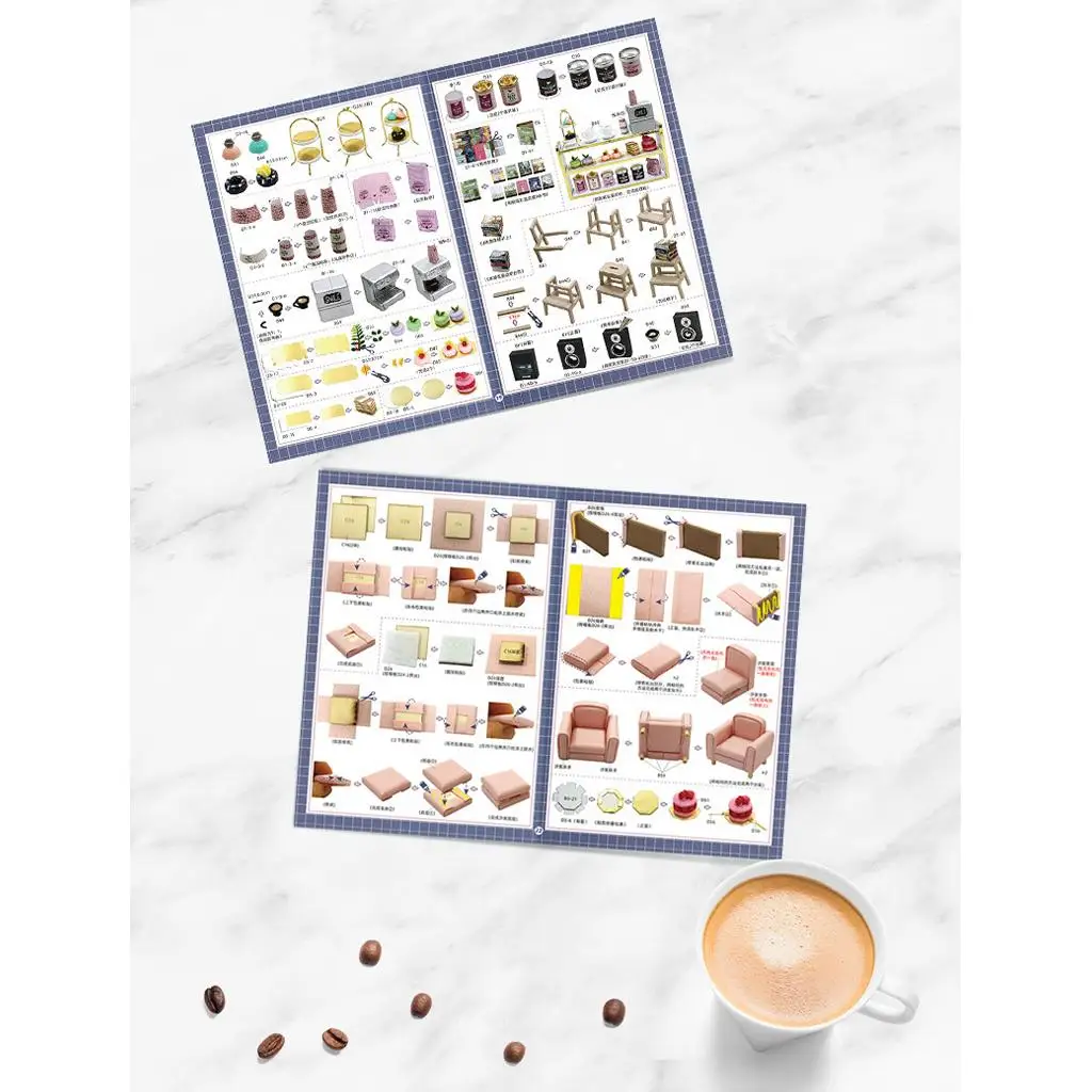 Miniature Dollhouse with Furniture Kit LED Light & Battery Case Crafts Modern Book & Coffee House 3D Puzzles Toy for Girls