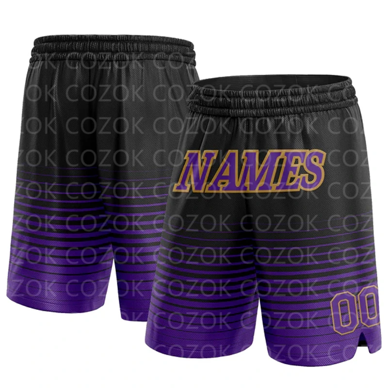 Custom Black Purple line Authentic Basketball Shorts 3D Printed Men Shorts Your Name Mumber Quick Drying Beach Shorts