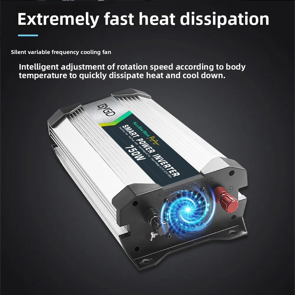 750W High Power 12V to 110V/220V Pure Sine Wave Car Inverter, Outdoor Power Inverter