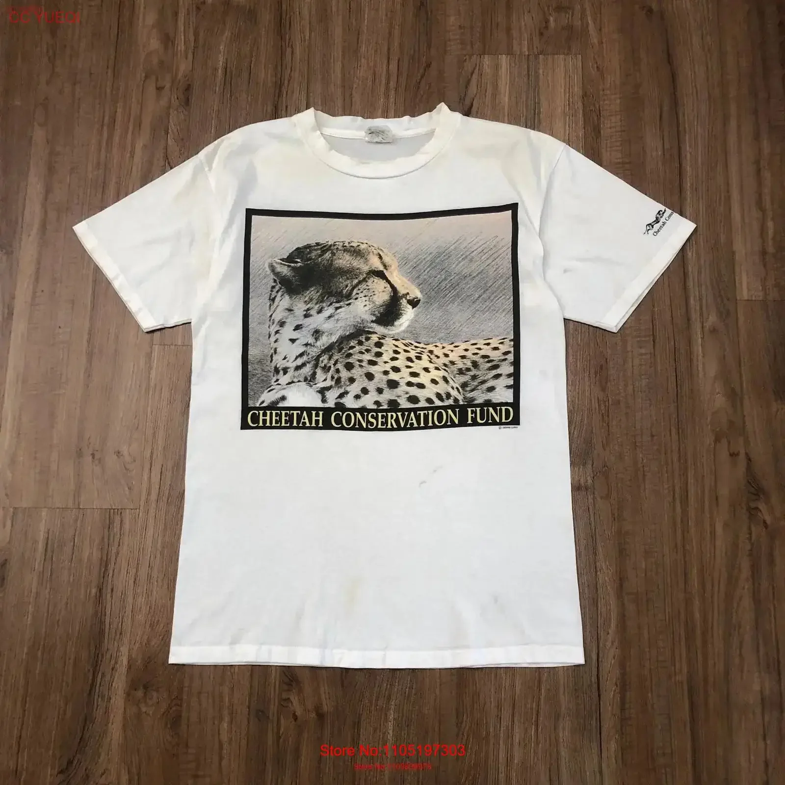 Vintage 90 s Saving The Wild Cheetah camiseta Duma Dennis Curry Bellas Artes Vida Silvestre Naturaleza Tamaño M vintage Lavado Versátil