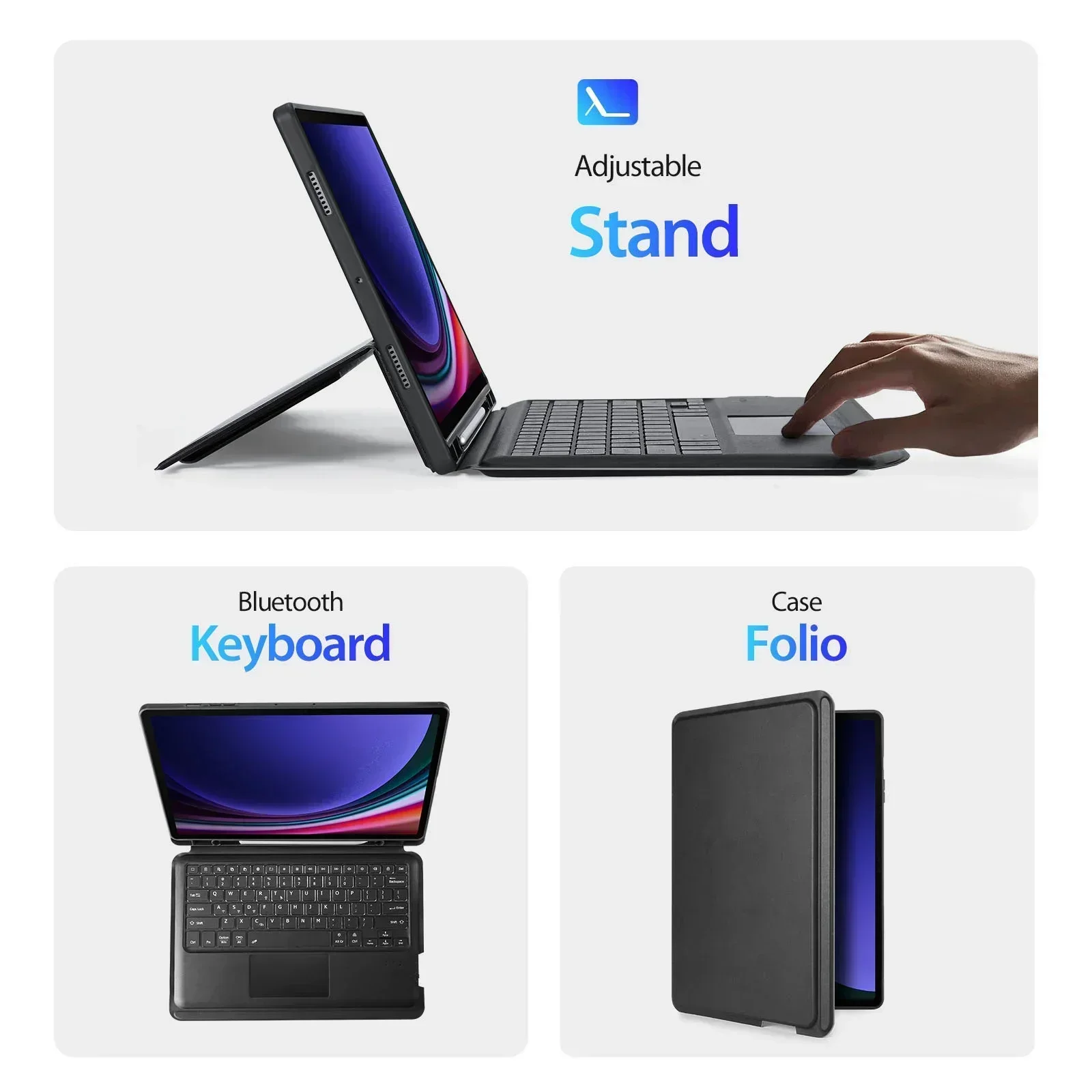 Magic Keyboard Case For Sasmsung Galaxy Tab S7 S8 S9 S10 A8 A9 FE Plus S6 Lite Detachable Trackpad Keyboard With Pencil Holder