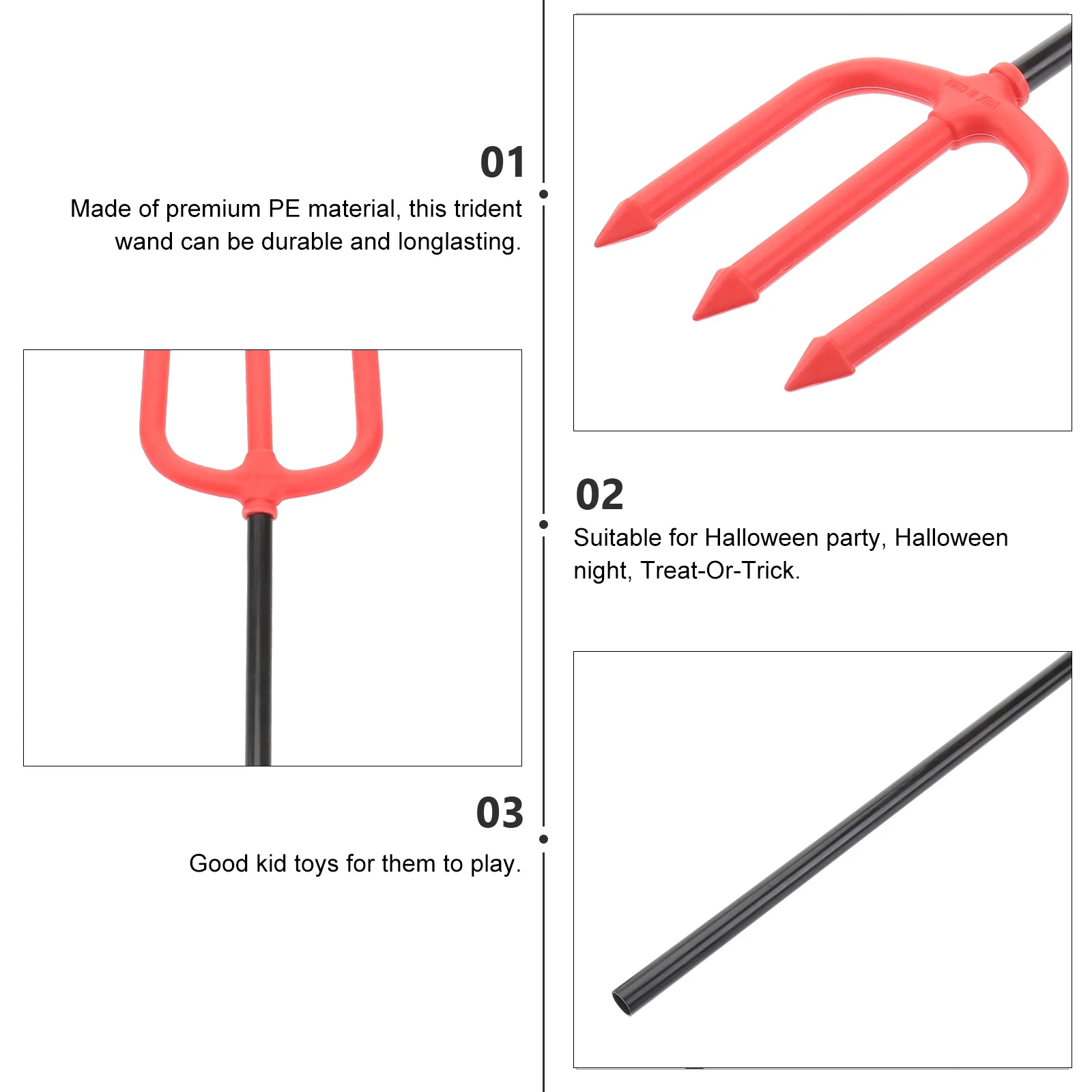 

3pcs Halloween Cheering Stick Premium Pe Durable Wand Party Night Cheering Trident Stick Night Trick Or Treat Random Color