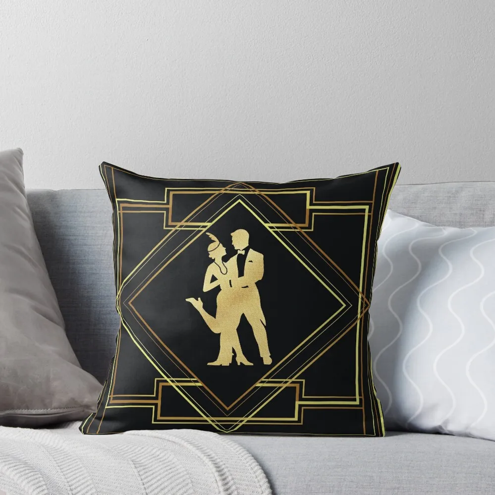 Art Deco Gatsby Style Flapper Couple Throw Pillow Cusions Cover Pillowcase Cushion pillow