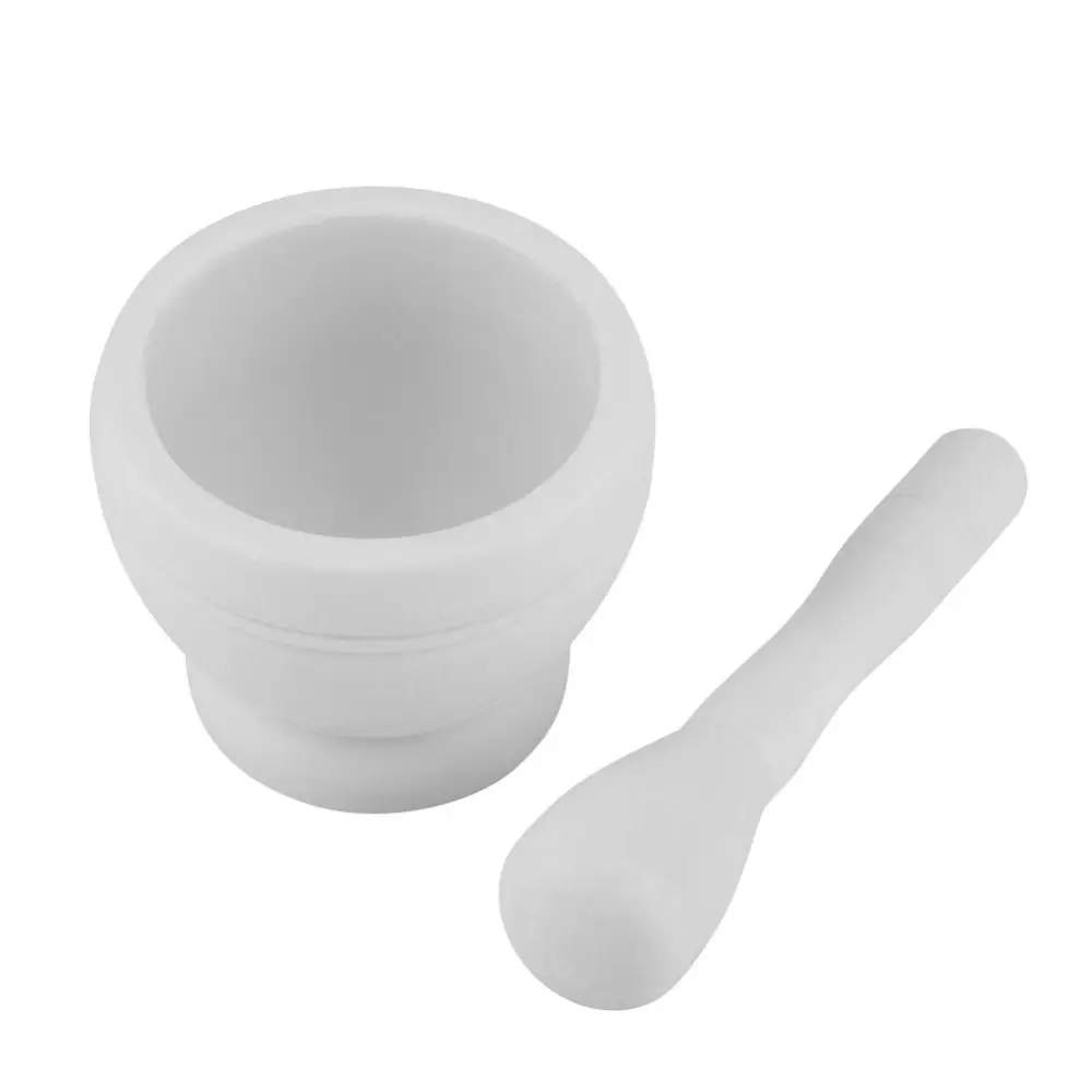 PP Mortar and Pestle Set Wood Grain White Lightweight Design Garlic Herb Crusher Manual Operation Easy to Clean