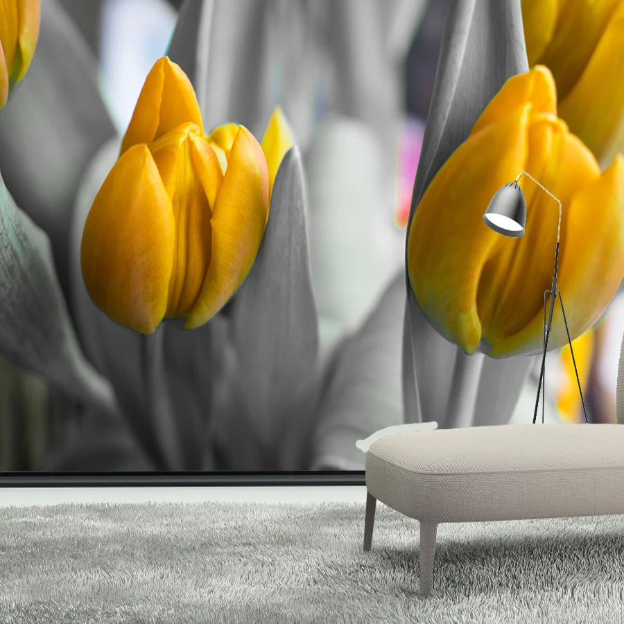 

Custom Peel and Stick Wallpaper Accept for Bedroom Walls Tulips Red Floral Comtact TV Background Wall Design Papers Home Decor