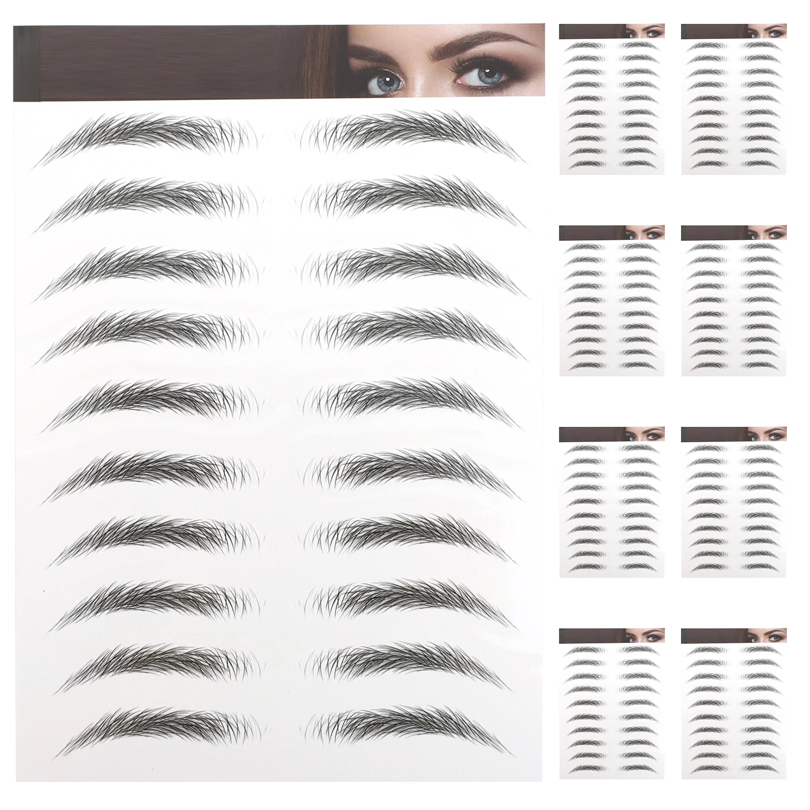

10pcs Eyebrow Stickers Waterproof Shape Hair Transfer False Beauty Black for Women Makeup Brush Realistic Easy