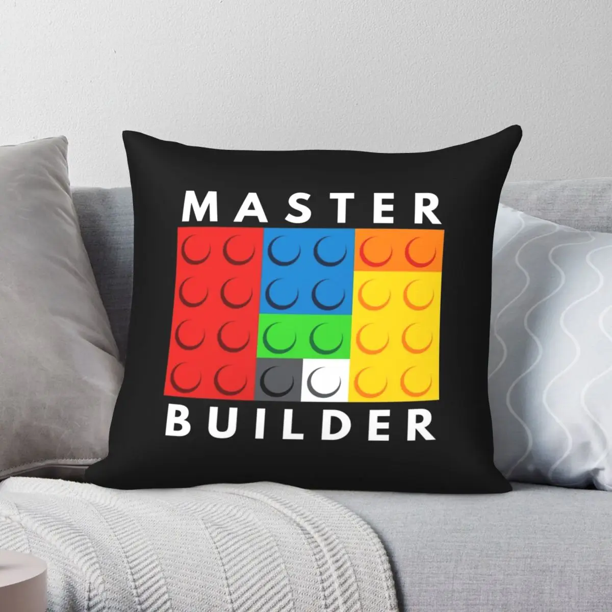 Master Builder Square Pillowcase Polyester Linen Velvet Creative Zip Decor Pillow Case Sofa Seater Cushion Cover 45x45