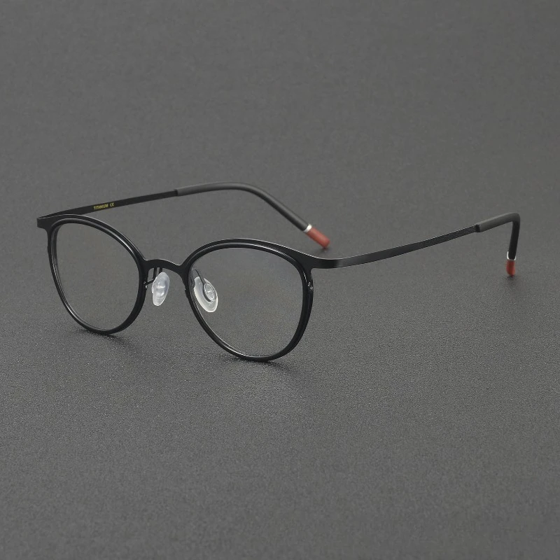 006 Ultra-light Pure Titanium Photochromic Lenses Retro Thin-frame Men Women Myopia Glasses Prescription Anti Blue Light Eyewear