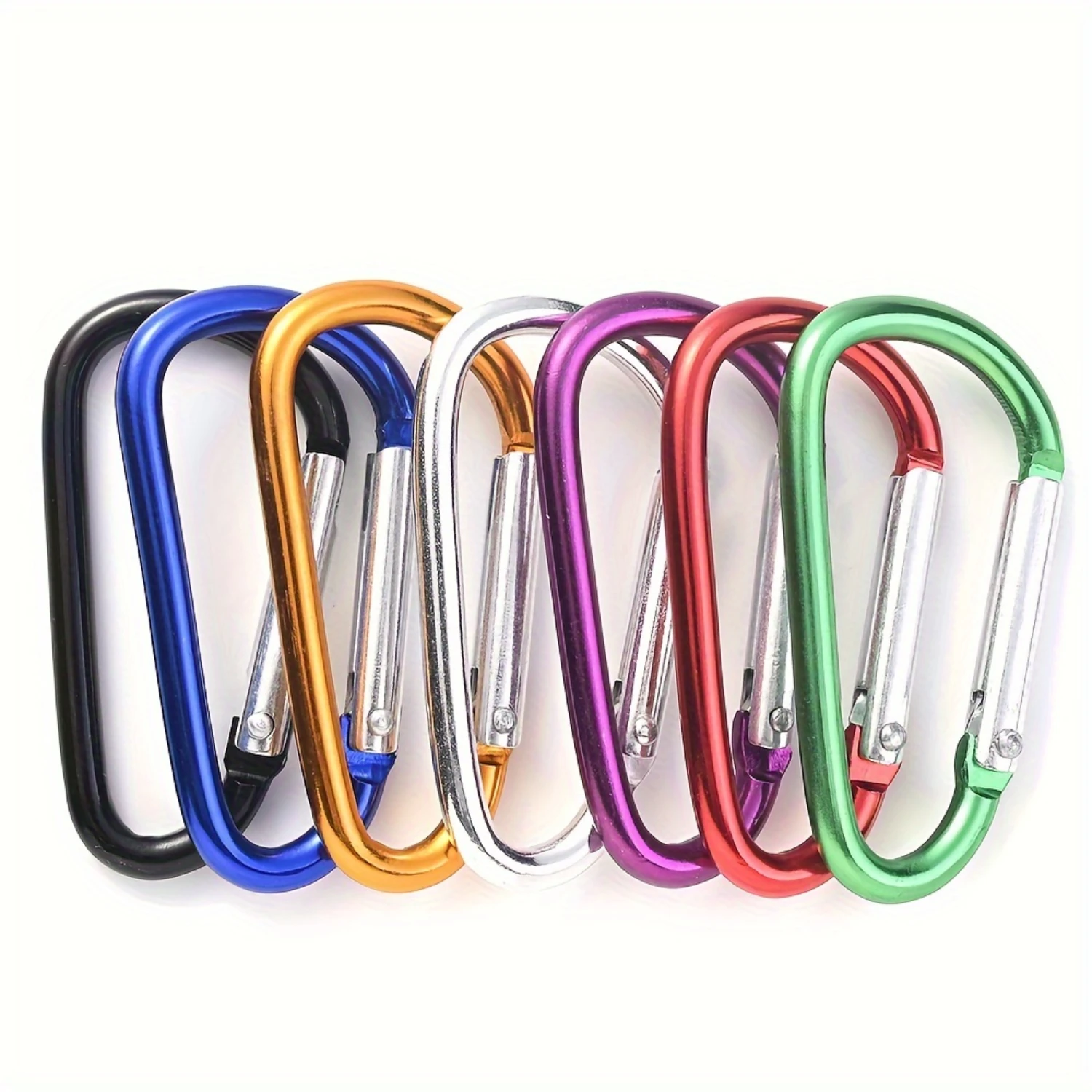 30/50/100pcs Aluminum D Ring Carabiners Clip D Shape Spring Loaded Gate Small Keychain Carabiner Clip Set Outdoor Camping Mini L