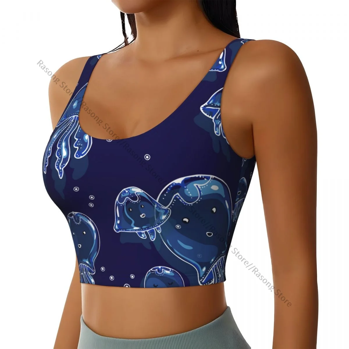 Sports Bra Women Running Yoga Clothes Vest Funny Jellyfish In The Deep Sea Gathering Fitness Vest