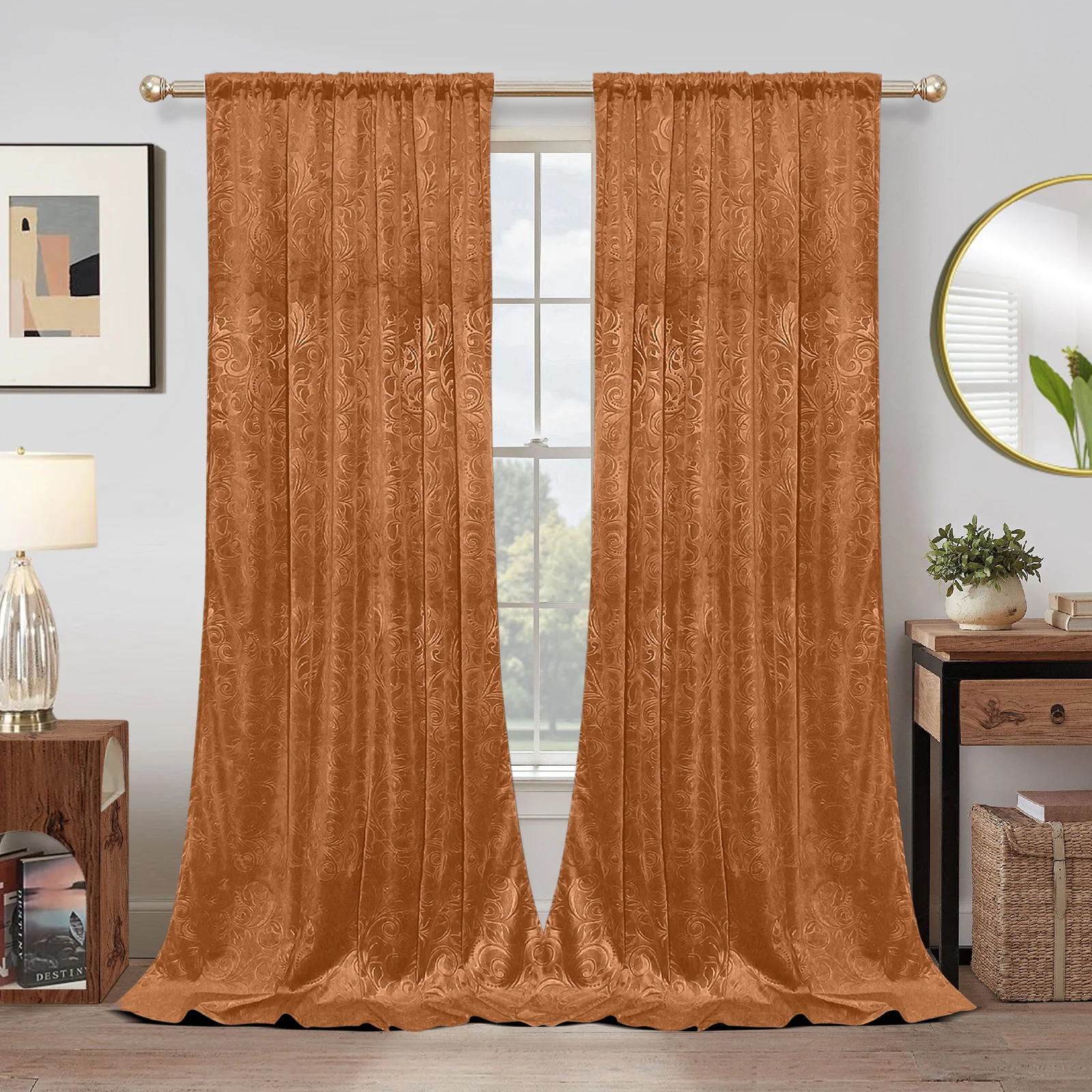 2-panelen fluwelen verduisteringsgordijnen voor slaapkamer woonkamer kerstgordijnen staafzak zachte thermisch geïsoleerde raamgordijnen