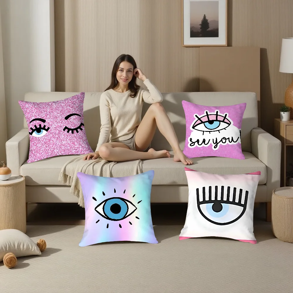 Hot E-EyeS C-Chiara Pink Pillow Case Plush Fabric Soft Pillowcase Double Sided Print  Sofa Cushion Cover Throw Pillow Cover