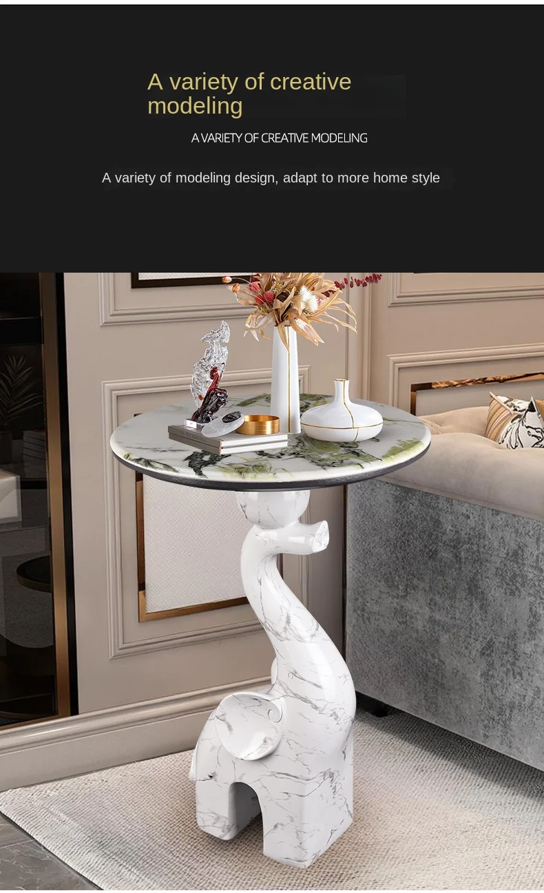 Home Decor Elephant Statue Side Tables Living Room Round Tea Table Bedroom Bedside Table Creative Animal Sculpture Coffee Tables