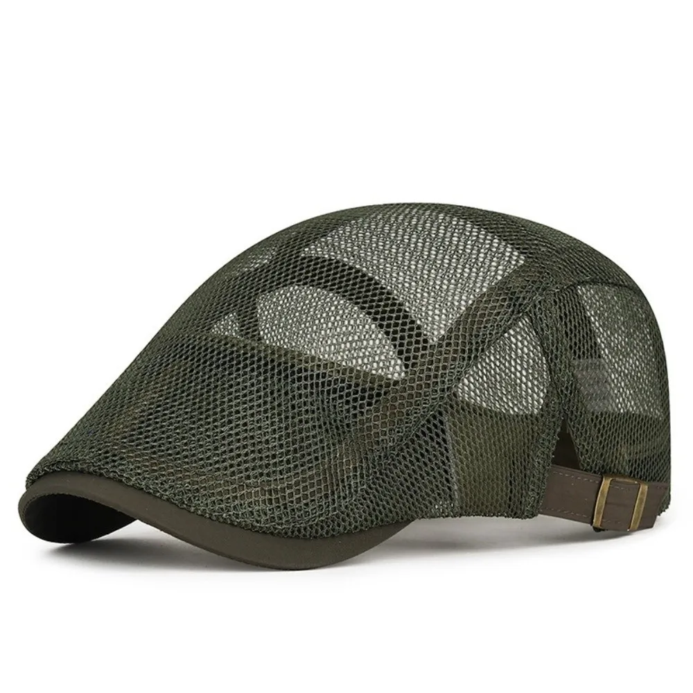Retro Outdoor Beret Men's Hat Breathable Spring Summer Forward Cap Mesh Adjustable Thin Sun Hats Flat Gorras