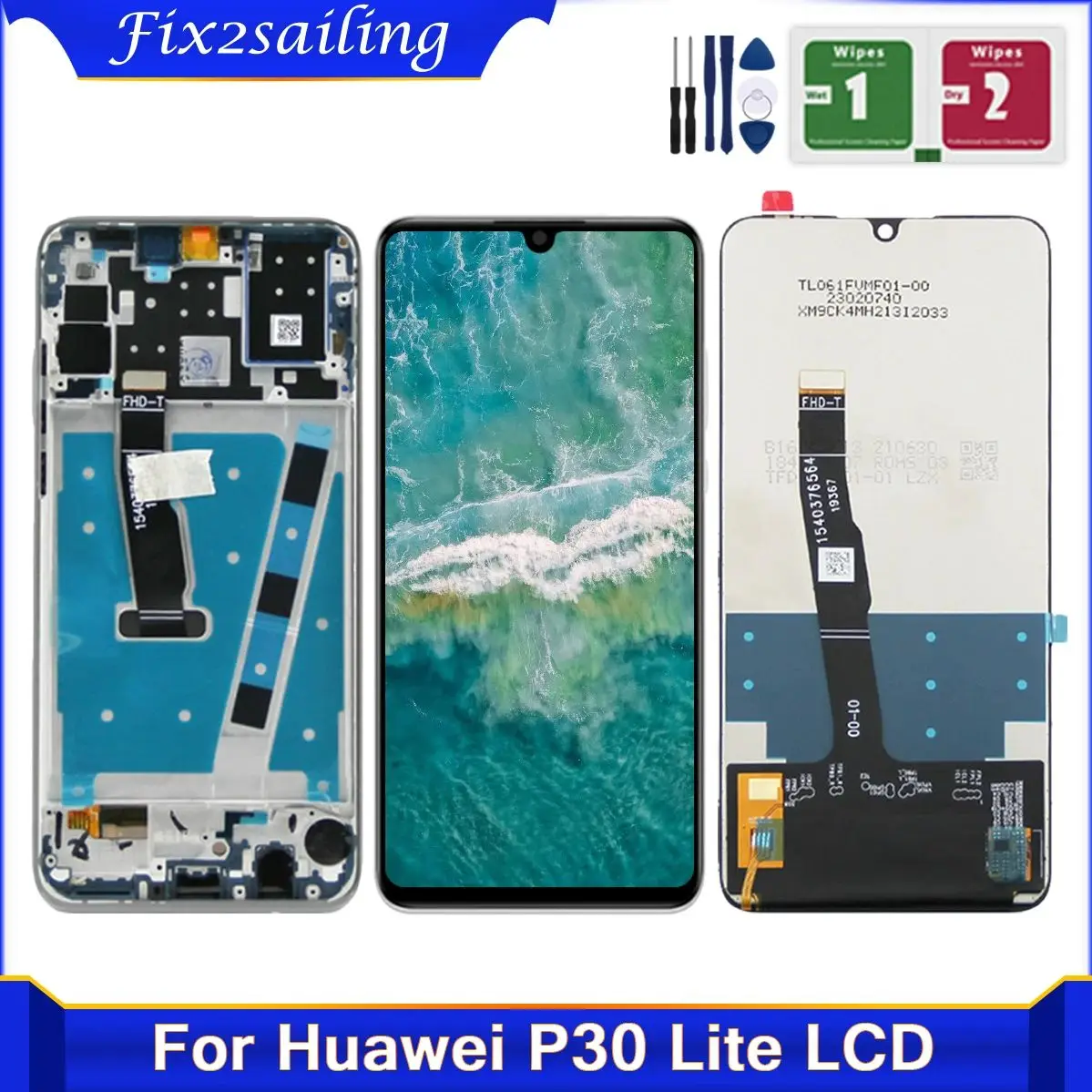 AAA+ LCD With Frame For HUAWEI P30 Lite LCD Display Touch Screen Digitizer For HUAWEI P30 Lite Screen Nova 4e MAR-LX1 LX2 AL01