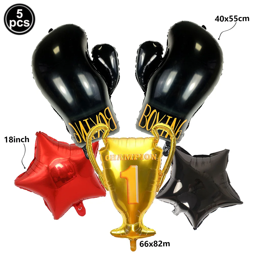 Boxhandschuh-Luftballons Rot Schwarz Boxhandschuh-Folienballons für Jungen Männer Geburtstagsparty/Kampfnacht Club-Party Deko Boxballons – Detail 7