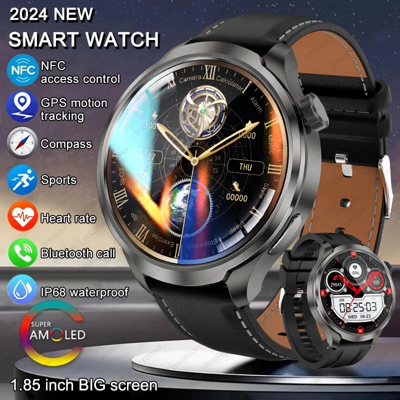 

2024 New Outdoor Sports Smart Watch Men GPS Compass AMOLED Screen Heart Rate Bluetooth Call Waterproof Smart Watch For HUAWE IOS