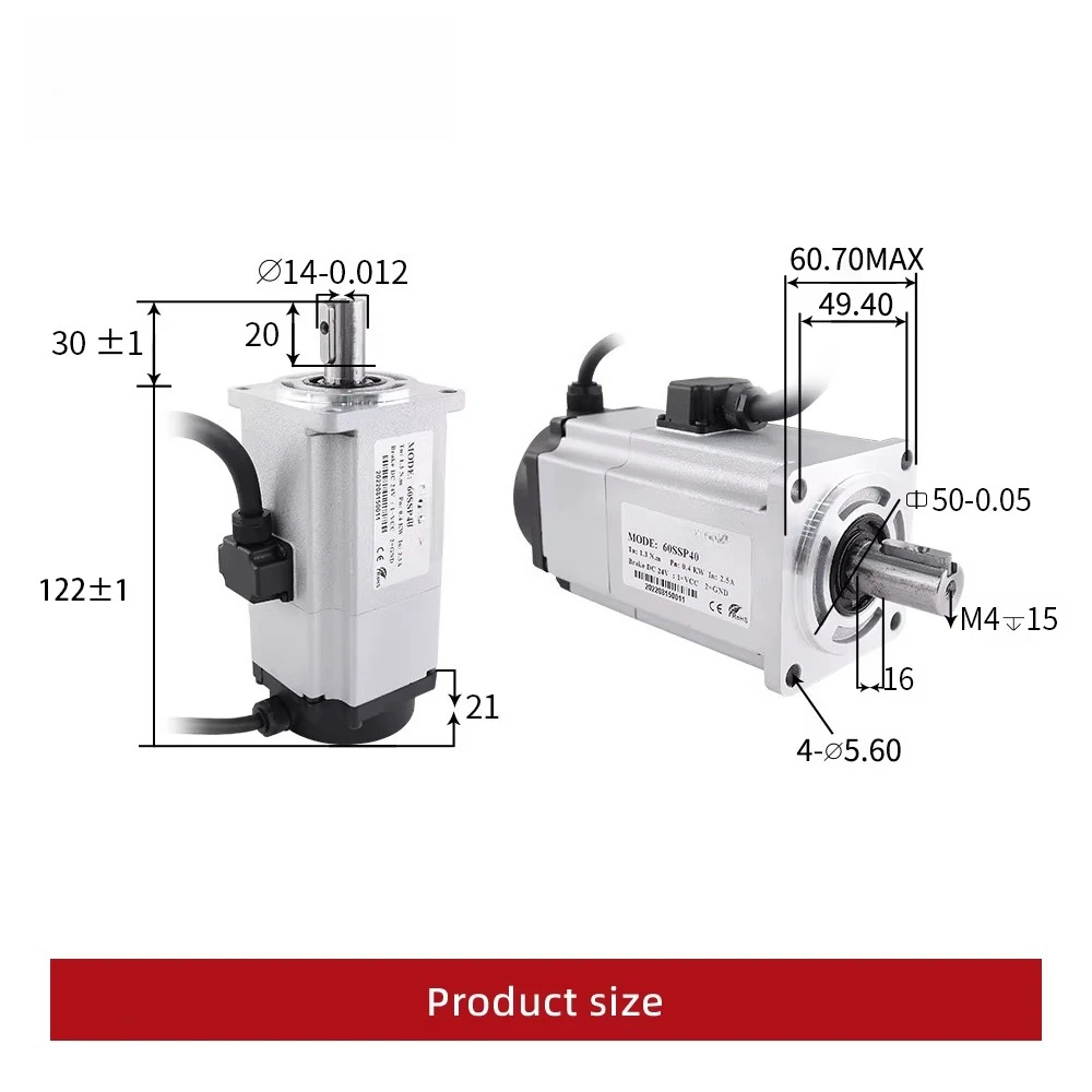 60SSP40 400W Servo Motor & ASD240 Drive | 3000RPM with Brake