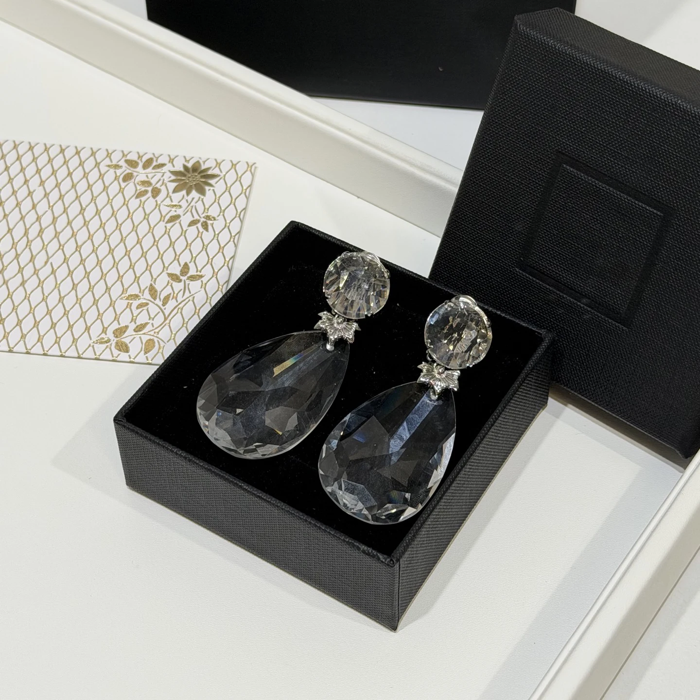 Europe America Transparent Crystal Water Droplet Earrings Women Top Quality Jewelry