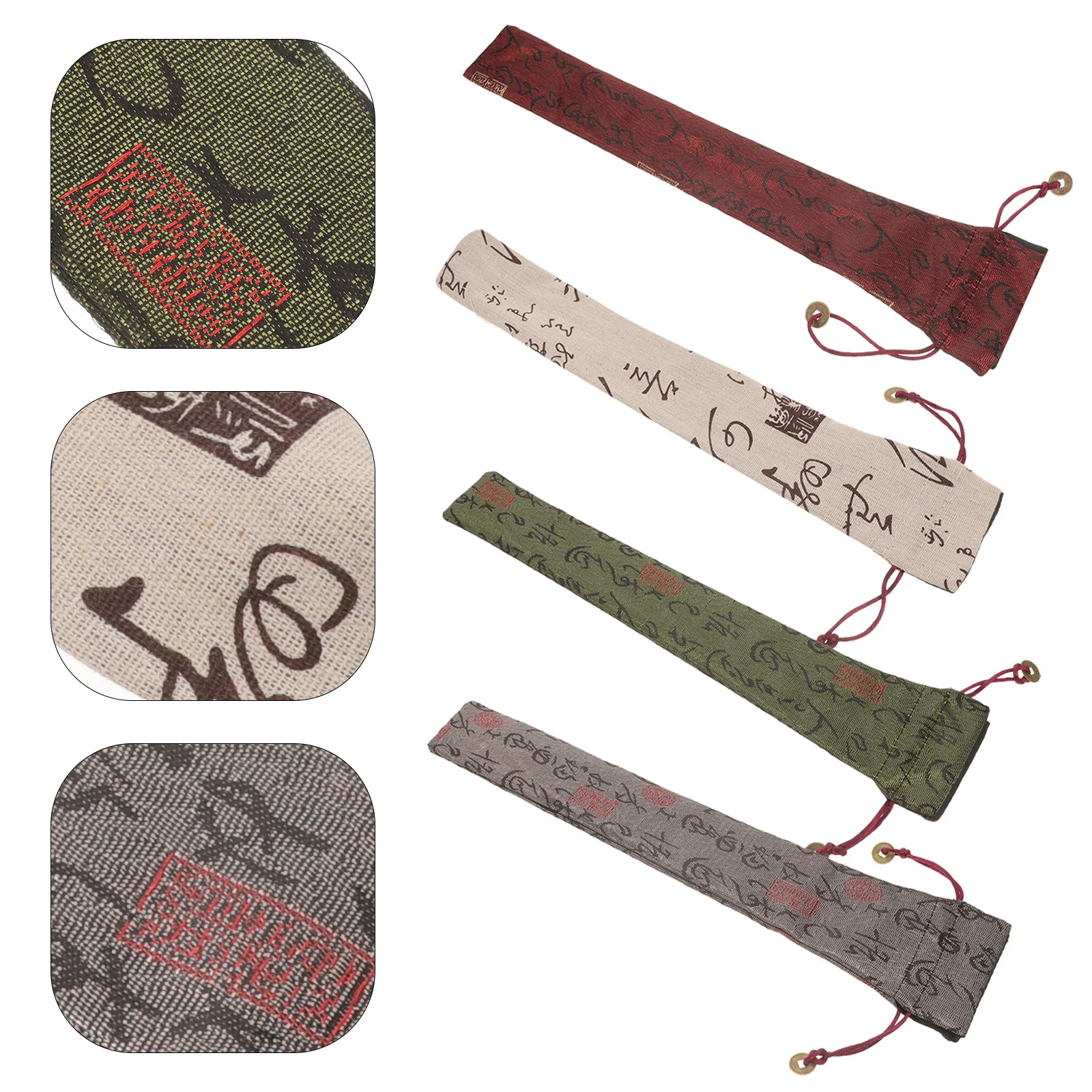 

4Pcs Folding Fan Bag Premium Cloth Material Lightweight Compact Design for Jewelry Gift Storage Portable Handheld Fan Pouch