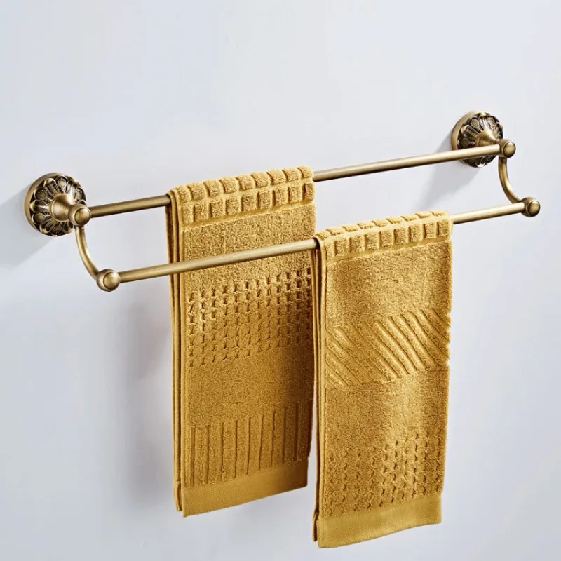 Towel Bar 55cm Length Embossed Round Chassis Antique Craftsmanship Bronze Embossed Brushed New Double Towel Bars