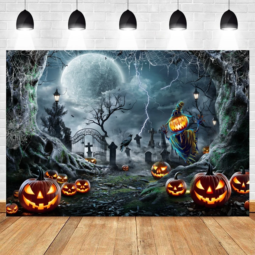 Happy Halloween Party Photography Backdrop Zombie Castle Pumpkin Lantern Ghost Trick Or Treat Baby Portrait Photocall Background