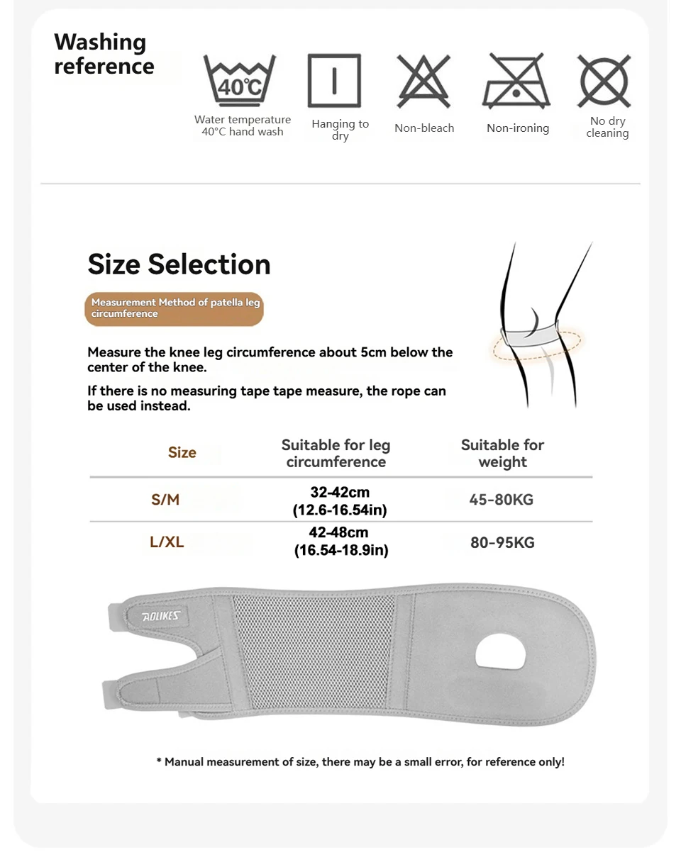 AOLIKES 1 Stück Neue Kniescheiben-Sehnenstütze für Damen & Herren, Verstellbare Kniebandage mit Gelkissen & Seitenstabilisatoren – Detail 20