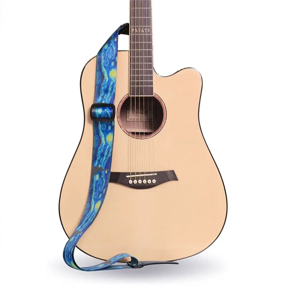 Adjustable Guitar Strap Extra Wide Color Print Electric Guitar Belt Music Hobby Cute Guitar Shoulder Strap Classical Bass