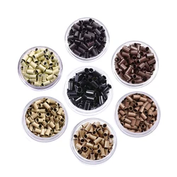 200 Pcs Copper Tubes for Hair Extensions 3.4mm Long Euro Lock Flaring Micro Rings Links Beads for I Tip Hair Extension Tools