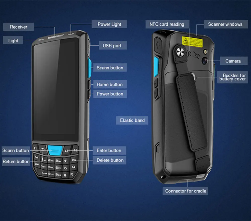 Imagem -05 - Terminal Coletor de Dados Robusto 1d Honeywell N4313 Scanner de Código de Barras Suporte de Carregamento Android Pda Portátil